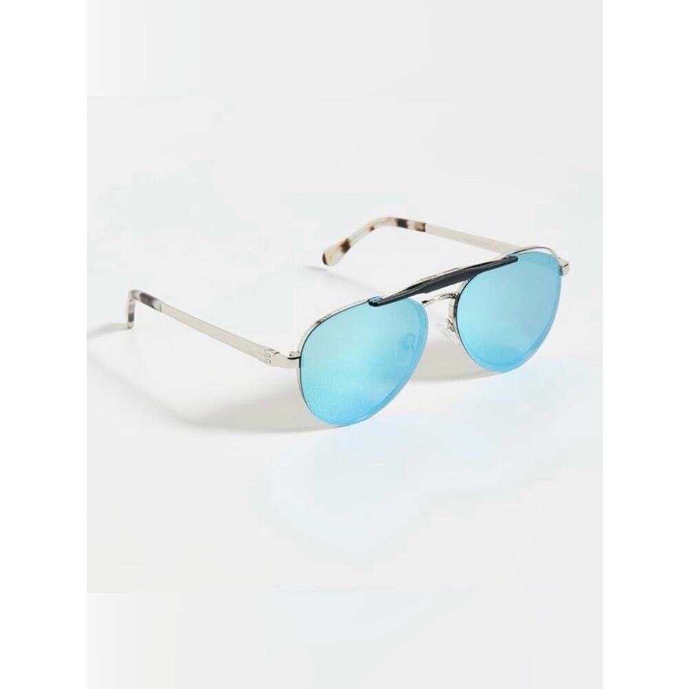 VONTÉLLE Cerulean Blue Celofis Silver Metal Sunglasses
